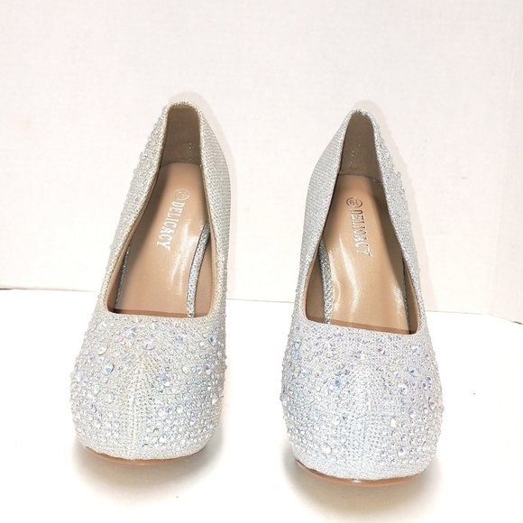 Delicacy silver rhinestone spike heels formal shoes Size: 6.5 - Picture 4 of 7